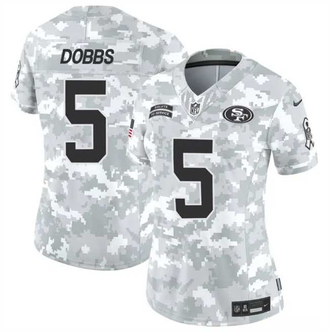 Women%27s San Francisco 49ers #5 Joshua Dobbs 2024 F.U.S.E Arctic Camo Salute To Service Limited Stitched Jersey Dzhi
